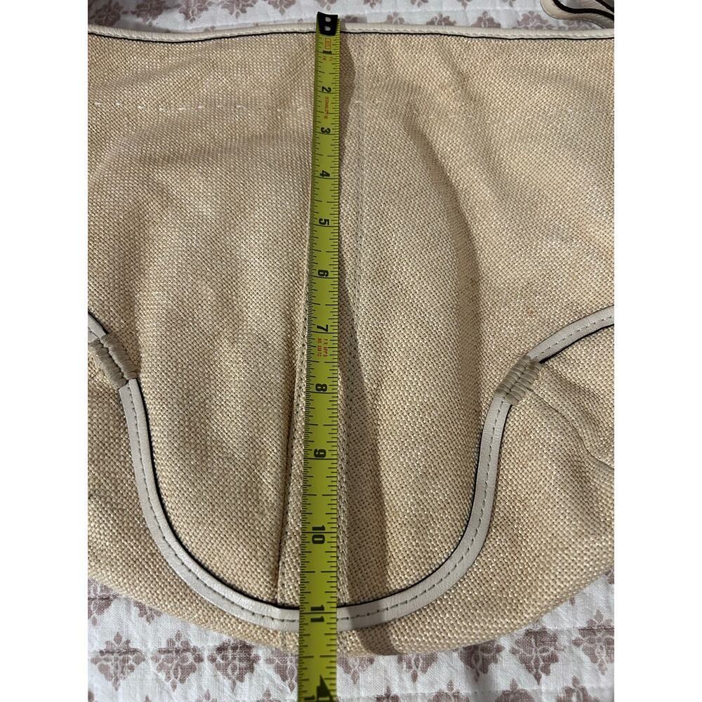 Coach VTG Tan Natural Braided Leather Soho Canvas Beige GUC Buckles Gold Purse - Picture 13 of 15